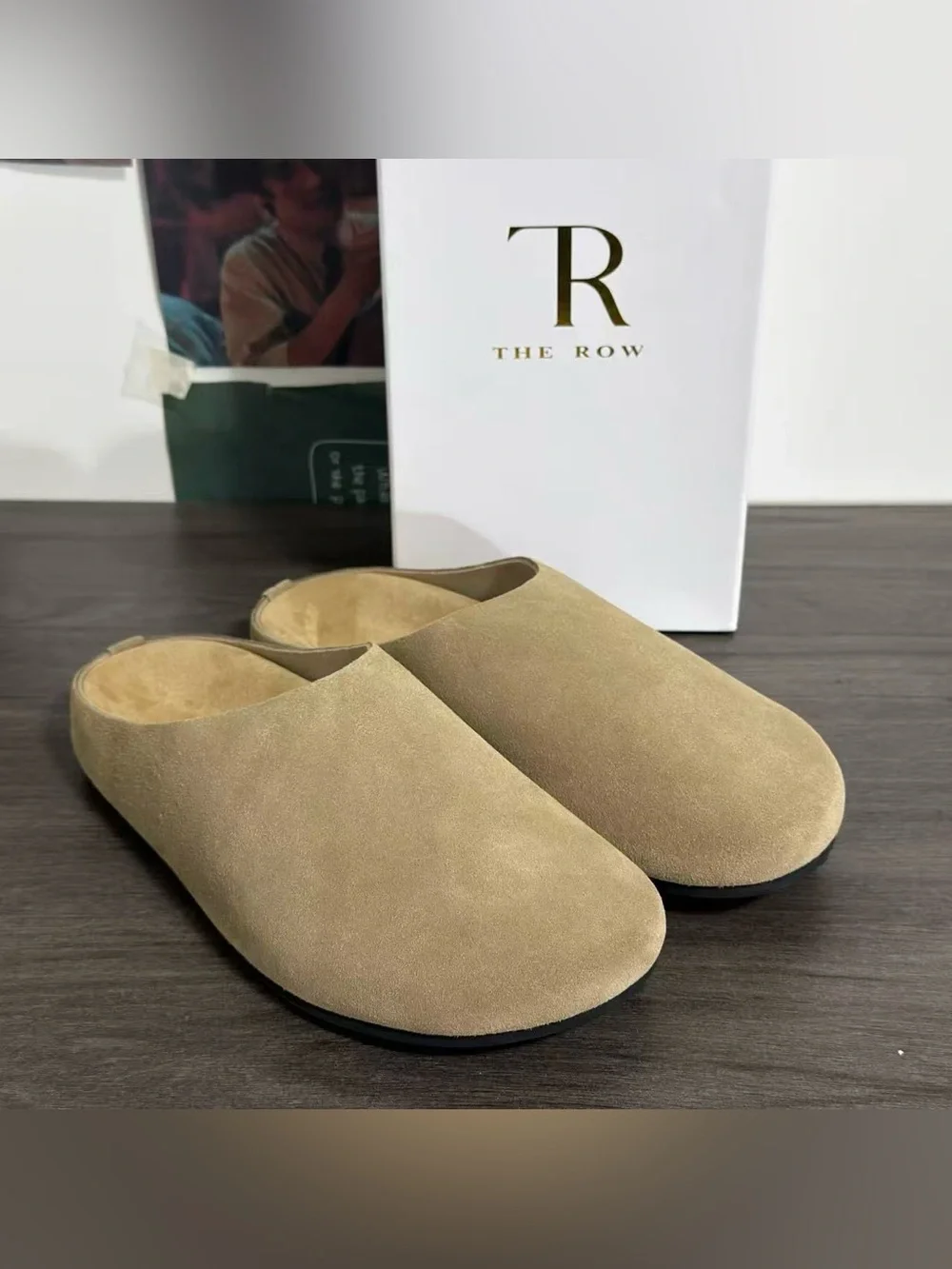 The Row Men's Suede Slip-On Mules in Taupe
